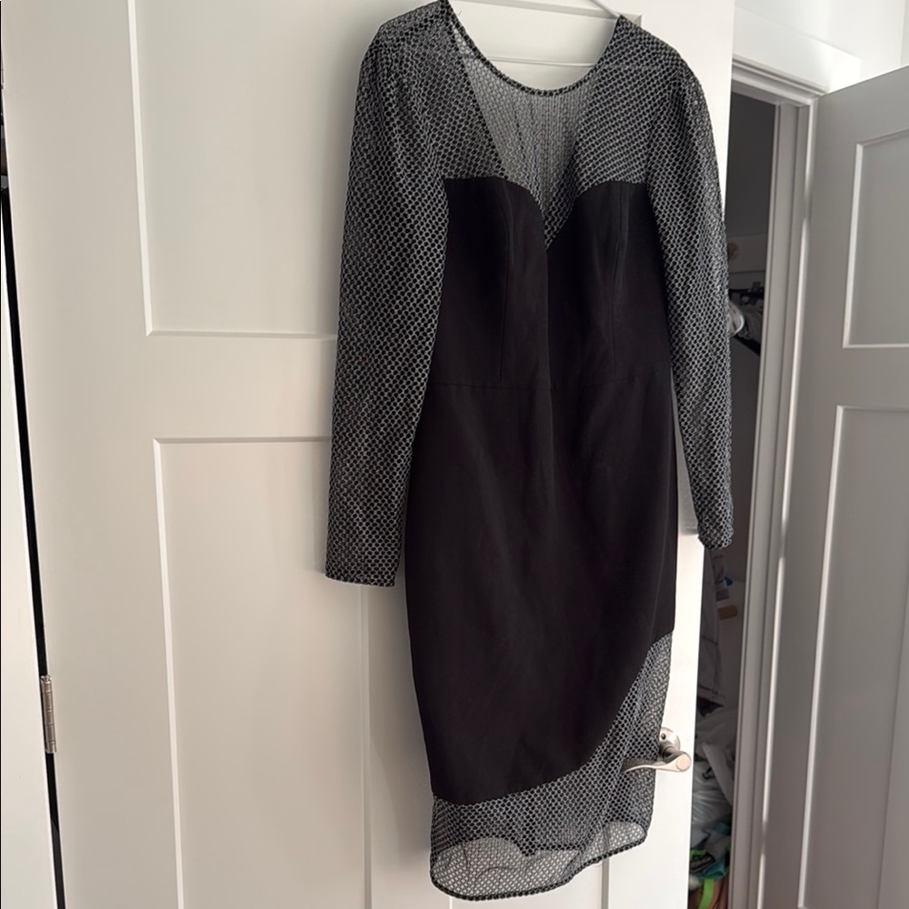 BCBG Black and Gray Long Sleeve Dress